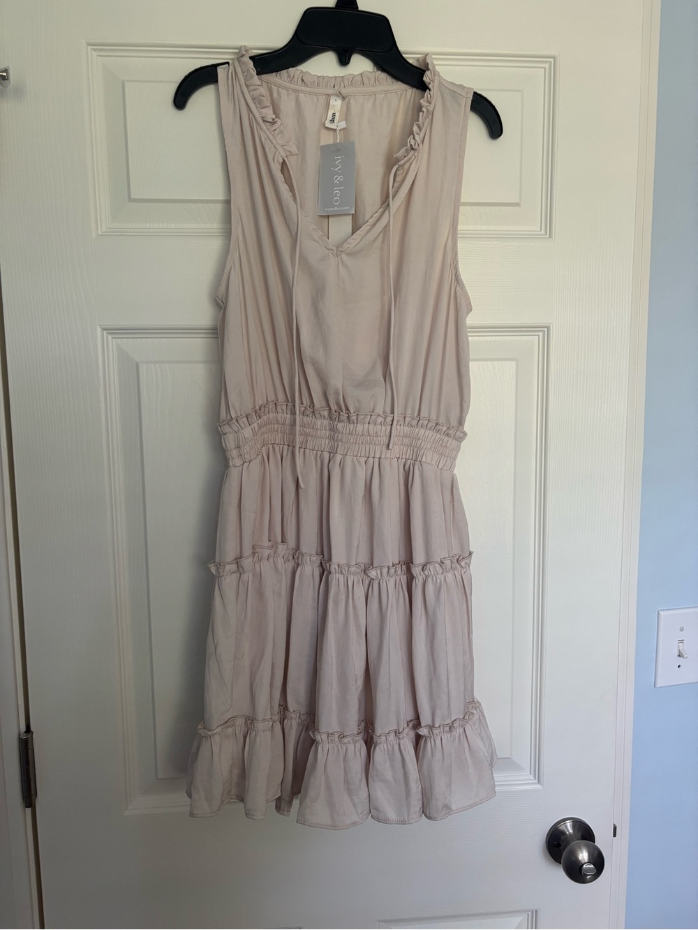 glam Soft Cream Tiered Ruffle Mini Dress